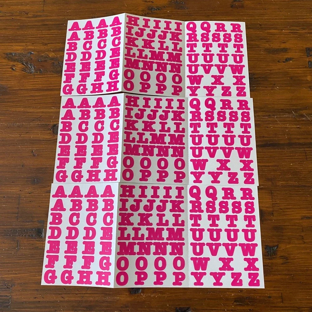 Creative Memories Neon Pink Alphabet Sticker Sheets Block Lettering 3 Pack